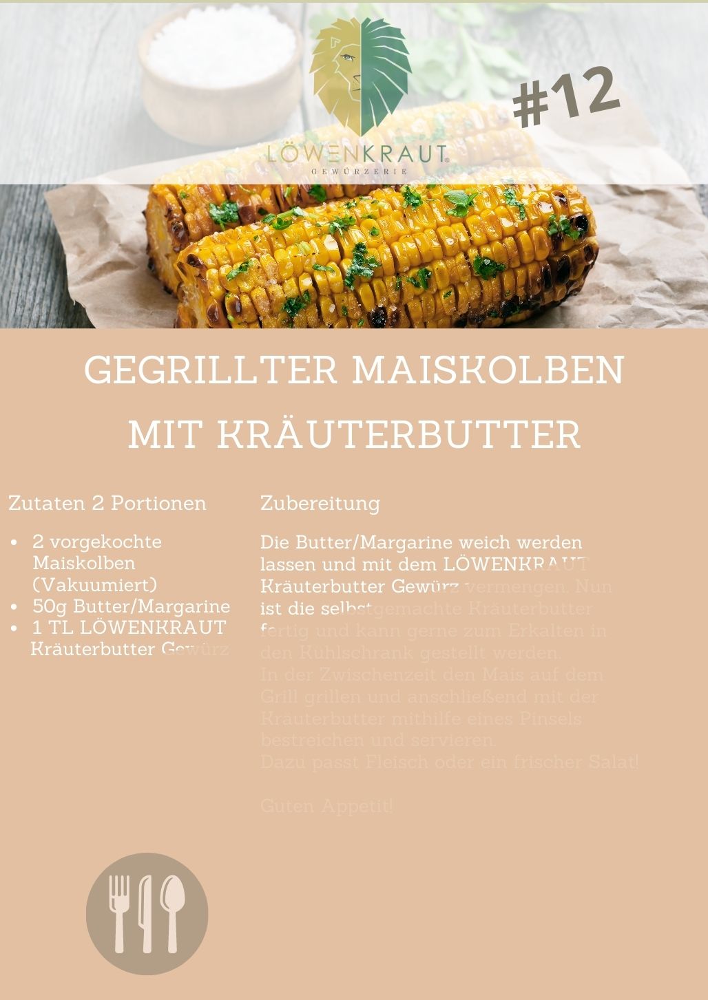 12 REZEPTKARTE #12 Gegrillter Maiskolben mit Kräuterbutter